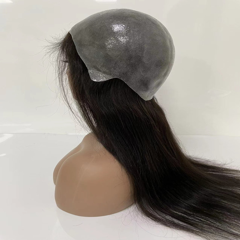 Full thin skin human hair wigs pu base  stock for women hair loss solution people HJ 008